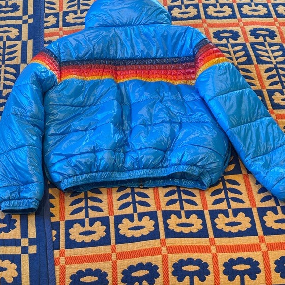 Aviator Nation Vibrant Blue Puffer with Multicolor Stripes - Picture 8 of 10